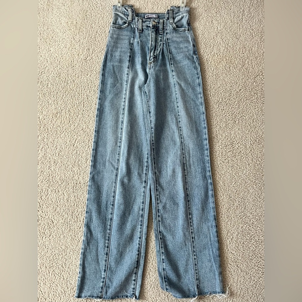 SO Brand Jeans, Y2K, Aesthetic, Light blue Jean, cutouts, Wide leg, baggy pants